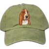 Custom bassett hound embroidered green cap