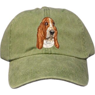 Custom bassett hound embroidered green cap