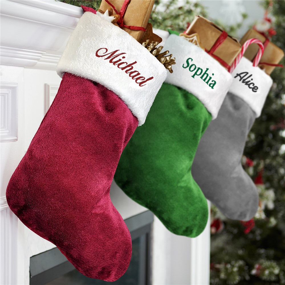 Embroidered Christmas Stockings.